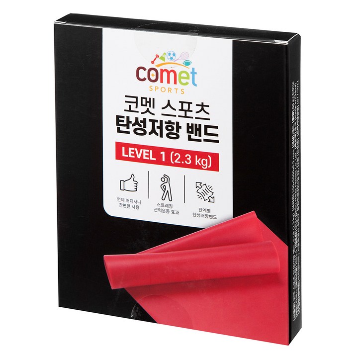코멧 스포츠 탄성저항 밴드, 레드(5LB)