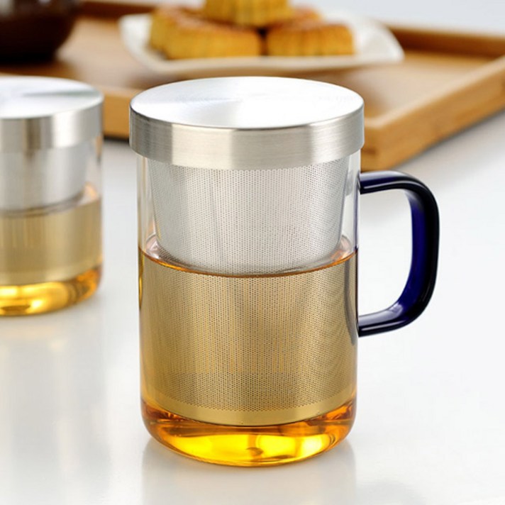 사마 내열유리 티머그 S050 500ml, 블루핸들