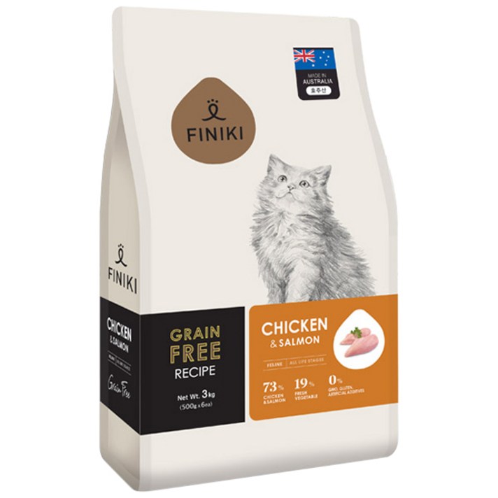 피니키 전연령용 캣 그레인 프리 건식사료, 닭, 3kg