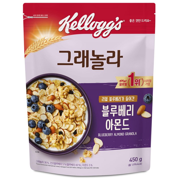 켈로그 블루베리 아몬드 그래놀라, 450g, 1개