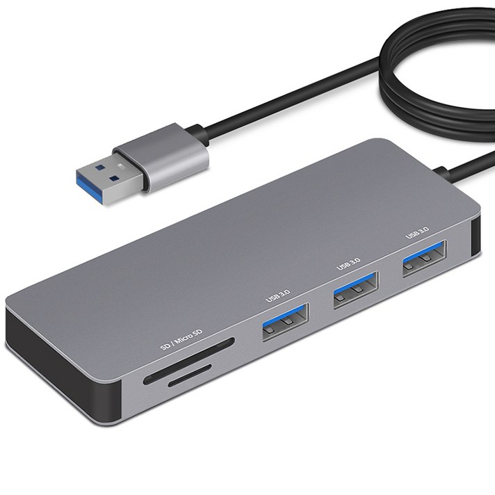 홈플래닛 USB-A 커넥터 5포트 멀티 허브 (USB3.0 3개 + SD + mSD) 120cm 케이블, HUB5A
