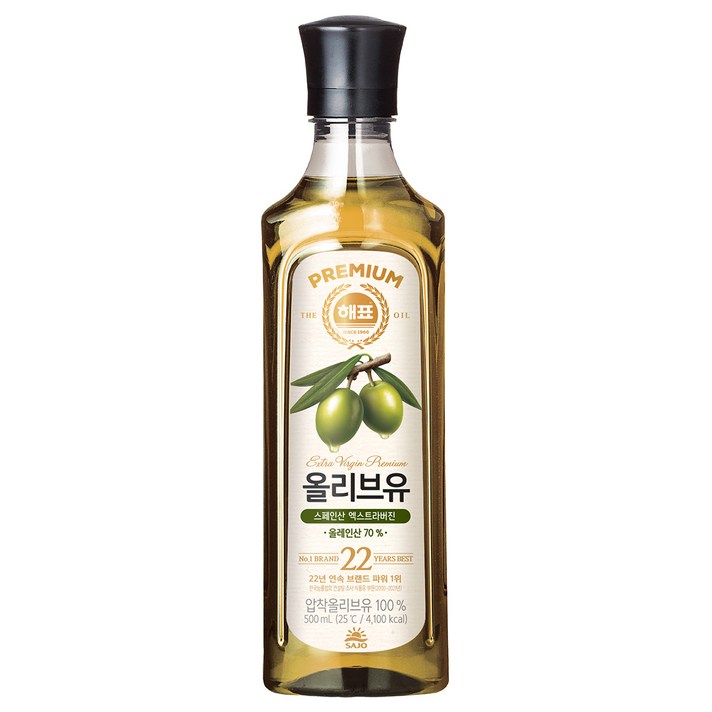 해표 압착 올리브유, 500ml, 1개