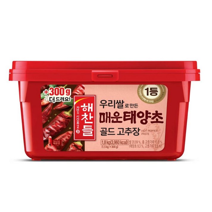 해찬들 우리쌀로 만든 매운 태양초 골드 고추장, 1.8kg, 1개