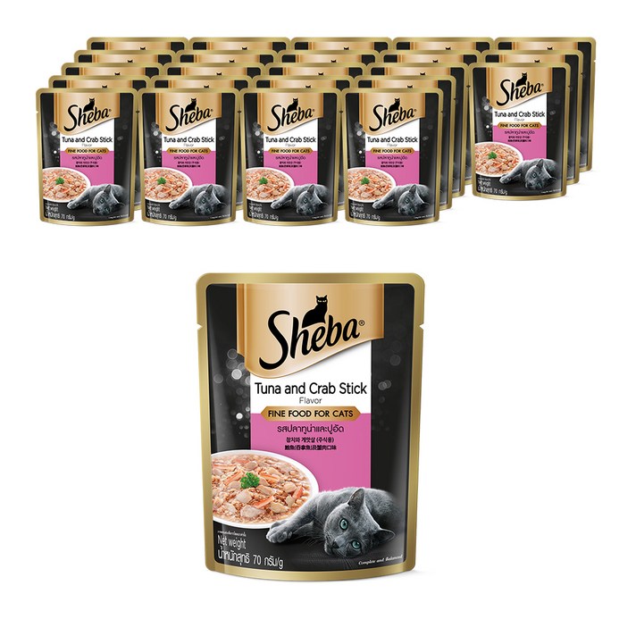 쉬바 고양이 주식 파우치 참치와 게살, 70g, 24팩