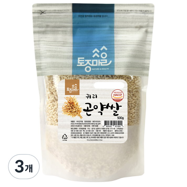 토종마을 귀리 곤약쌀, 3개, 500g