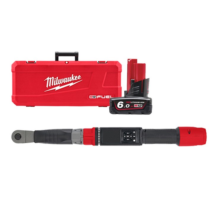 밀워키 12V FUEL 디지털 토크렌치 1.3cm 베어툴 M12 ONEFTR38(M12 ONEFTR38-0C0) + 12V 6.0Ah M12 B6, 1세트