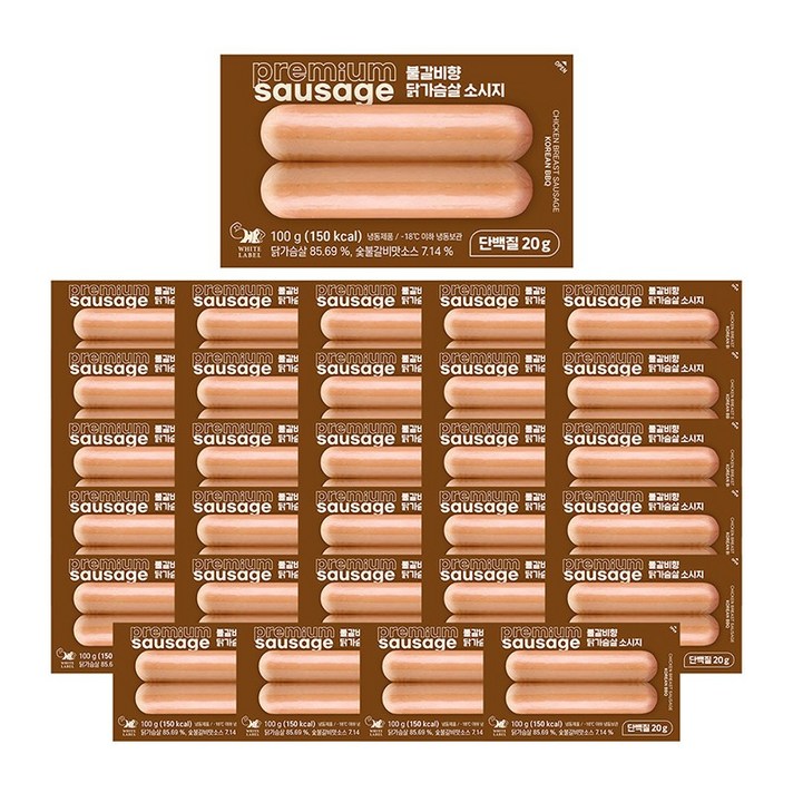 헬스앤뷰티 닭가슴살 소시지 13+13+4 (총 30팩), 100g, 30팩, 불갈비향