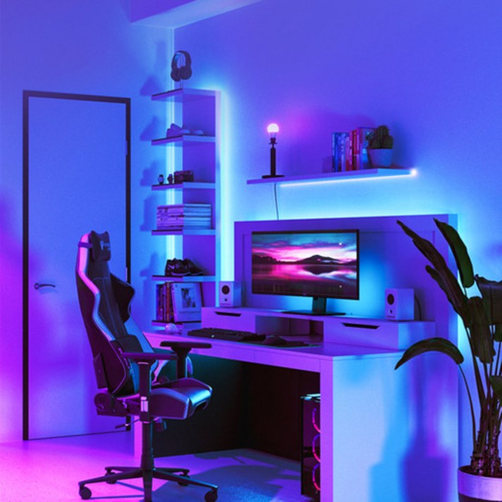 RGB 라인 LED 스트립 붙이는조명 PC방 감성 간접 무드등 틱톡조명 홈피시방, 4M