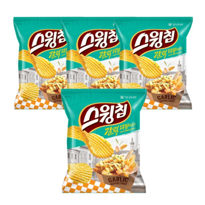 오리온 스윙칩 갈릭디핑소스맛 60g, 4개