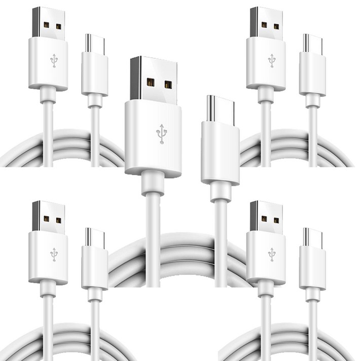 1+4 USB TO C 타입 고속 충전 케이블, 화이트, 2m