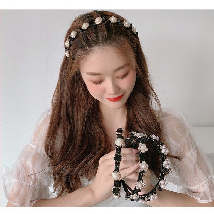 러블리 벨벳 아이유 연예인 머리띠 명품 큐빅 진주 헤어밴드 4종 SET