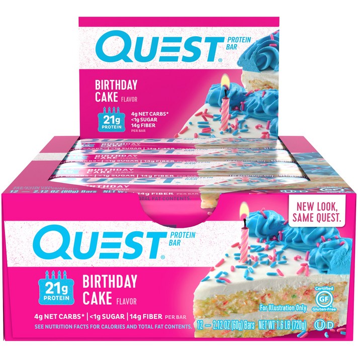퀘스트뉴트리션 프로틴 바, 벌스데이 케이크(Birthday Cake), 12개입
