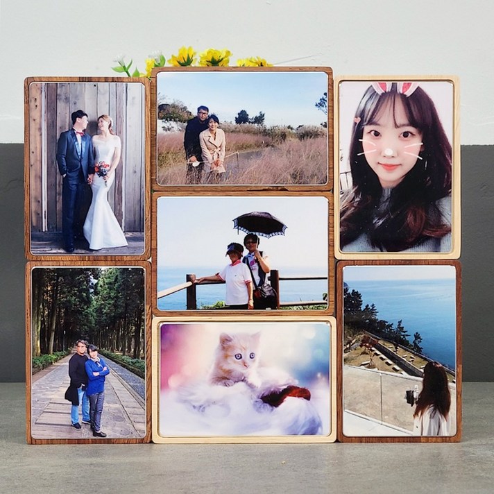 예일유통 멀바우액자 사진액자 원목액자 사진제작 납골당액자 납골당미니액자 미니액자 가족사진 연인 웨딩 봉안당꾸미기 탁상용 사진인화, 멀바우액자세트, 멀바우 5구세트