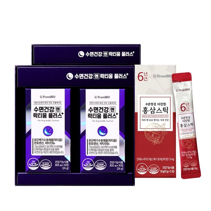 프롬바이오 수면건강엔 락티움 플러스 + 홍삼스틱 5포, 4박스, 30정