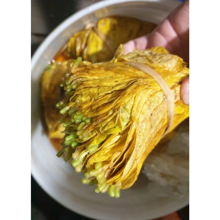 삭힌 생 햇 노란콩잎 1묶음 경상도 콩잎 단풍 생콩잎 장아찌 물김치 된장 양념
