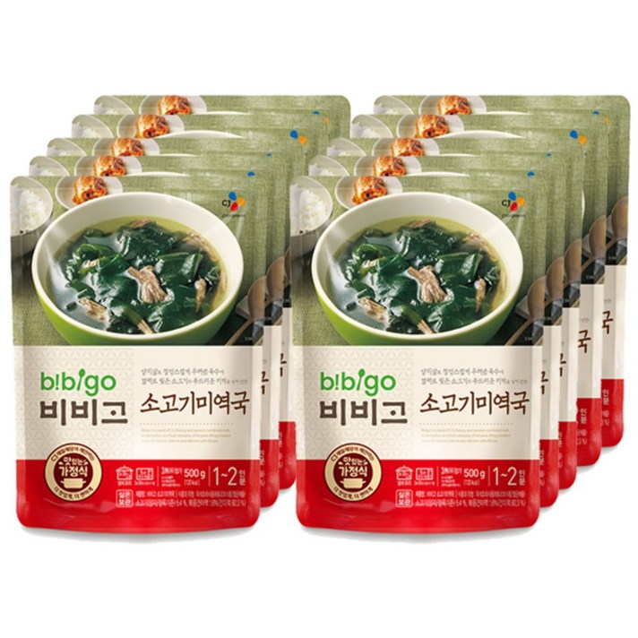 비비고 소고기 미역국, 500g, 10개입