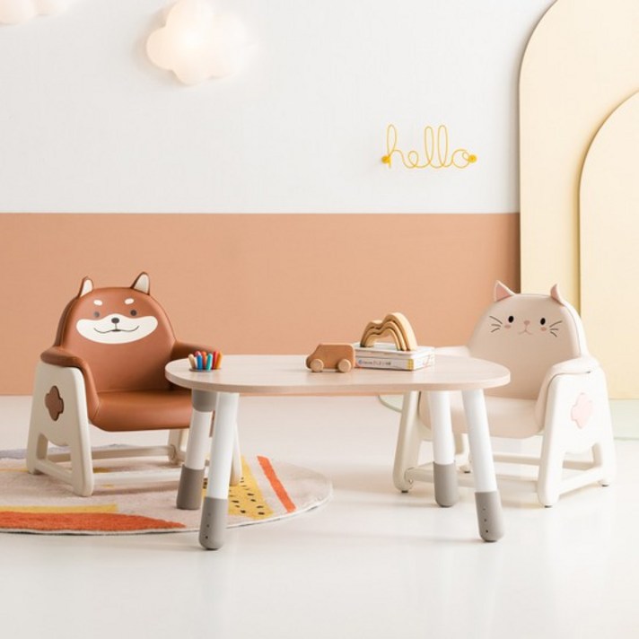 리바트 뚜뚜 높이조절 아이 책상 의자세트 강아지 고양이 DIY