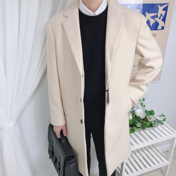 이브컴퍼니 겨울 싱글 하프 울 캐시미어 반코트 빅사이즈 M-2XL (3568)