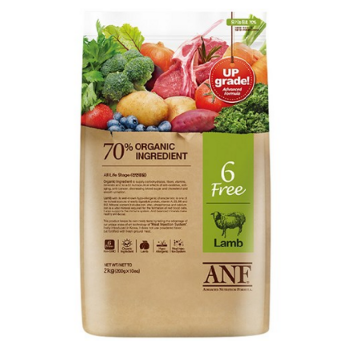 ANF 유기농 6Free 양고기 전연령 애견 사료, 양, 2kg, 1개