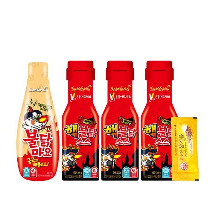 삼양 핵불닭소스200g 3입+불닭마요250g 1입+고소한참기름4.5g, 삼양 핵불닭 3입+불닭마요 1입+고소한참기름4.5g