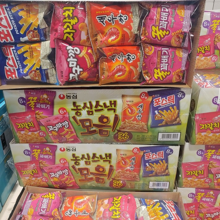 농심 스낵 모음 새우깡 꿀꽈배기 자갈치 고구마깡 포스틱 봉지과자모음 미니스낵 코스트코과자, 36p, 2박스