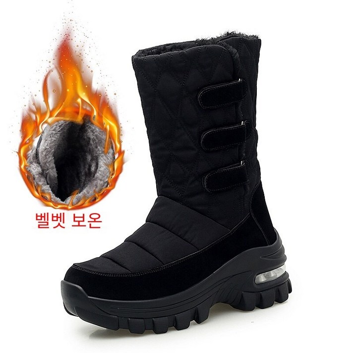 just so so 여성 높이 증가 스노우 부츠 2021 새로운 패션 양털 따뜻한 캐주얼 면화 신발 벨크로 두꺼운 바닥 중반 부츠 겨울