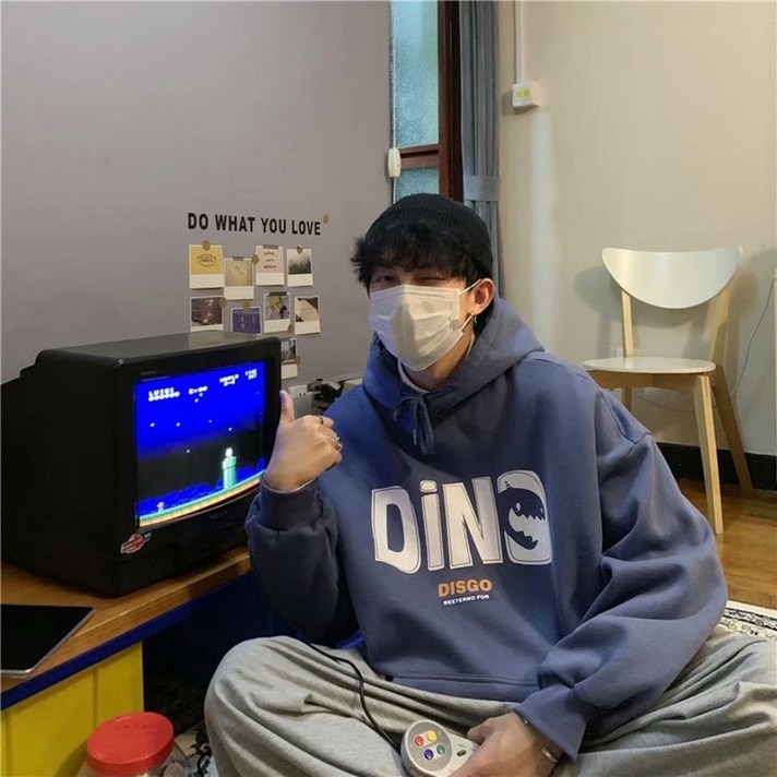 남성 캐주얼 가을/겨울 프린트 후드 울 티셔츠