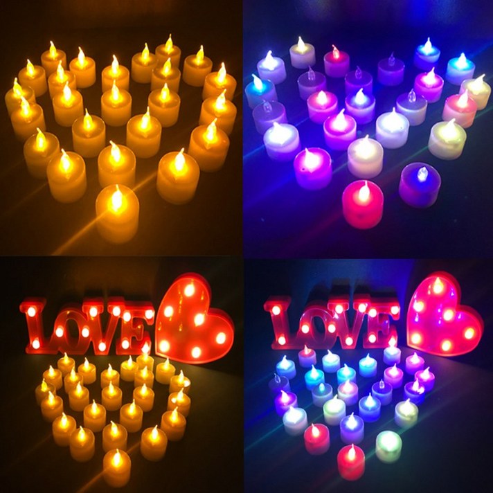 LED 초 촛불 티라이트 프로포즈 파티용품 캔들, 01.LED초-오렌지 10개입