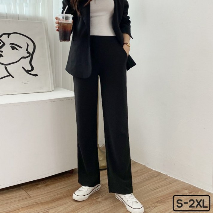 가비진 여성용 롱기장 일자핏 밴딩팬츠