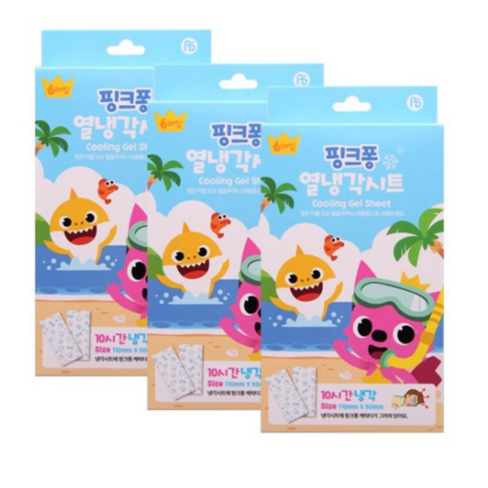핑크퐁 열냉각시트(6매입) 3갑 어린이용열냉각패치쿨링젤패치, 3개