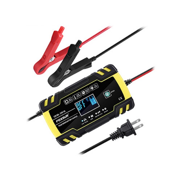 KDsafe 차량용/오토바이 배터리 충전기 펄스복원 12V/24V, FOXSUR 만능 충전기-프로형