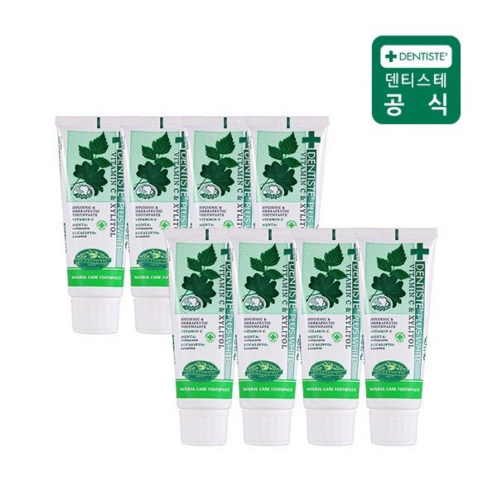 덴티스테 플러스 화이트 치약 튜브형, 60g, 8개