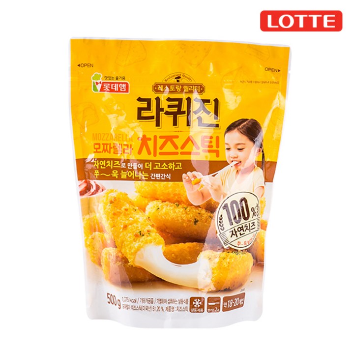롯데 롯데햄 라퀴진 치즈스틱 500g/치즈스틱/모짜렐라치즈스탁 식품 > 냉장/냉동식품 냉장냉동 간편조리 기타냉장냉동요리, 1, 500g”></div>
<div class=