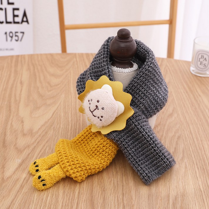아기 사자 겨울 목도리 물티슈워머, 66cm 는 1 - 6 세 어린이 에 게 적합 합 니, 회색 / 회색
