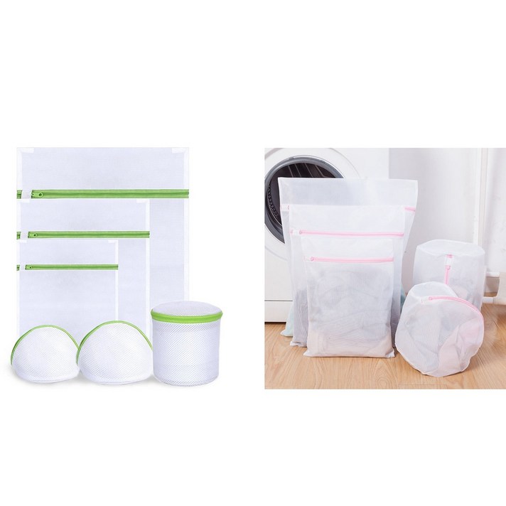 Deoxygene 6Pcs 세탁 가방 졸라매는 끈 브래지어 속옷 제품 유용한 메쉬 그물 세척 지퍼 & 5Pcs Aundry 보호 건조, 1개