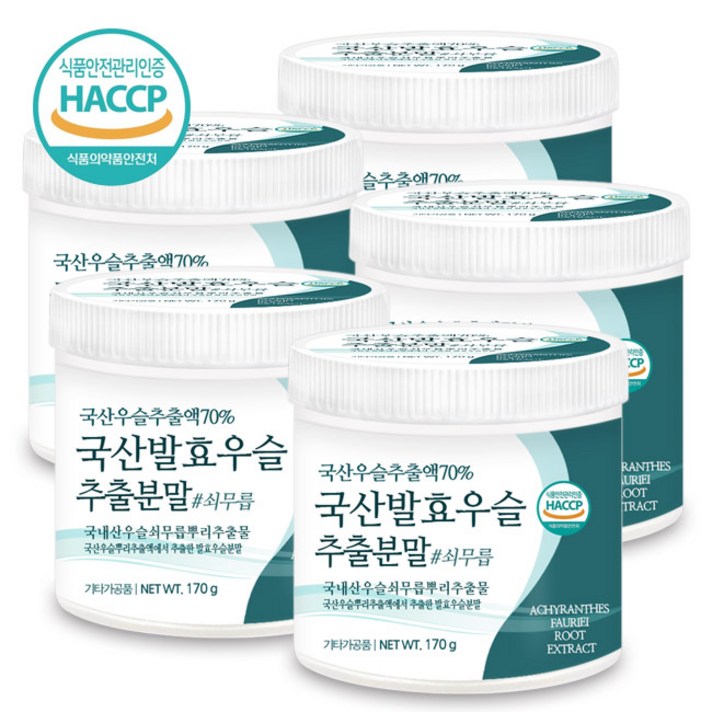 푸른들판 국산 발효 우슬 추출 분말 가루 국내산 쇠무릎 쇠무릅 쇠물팍 우술 우슬이 우수리 뿌리 추출물 농축 차 haccp 인증, 170g, 5개