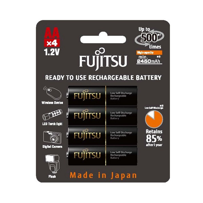 후지쯔 2550mAh AA 4알 블랙 충전지 충전건전지