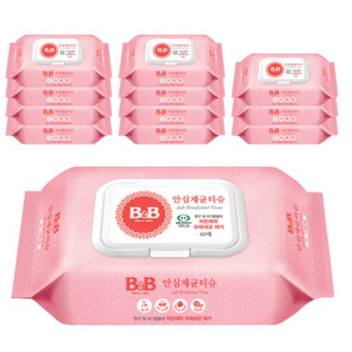 비앤비 안심제균티슈 캡형, 60매, 24팩