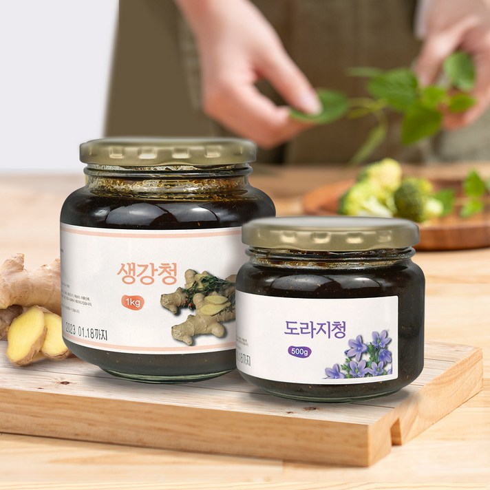 아리곳간 도라지청 생강청 500g 1kg 국산 환절기 유기농 수제청 조청 감기에좋은차
