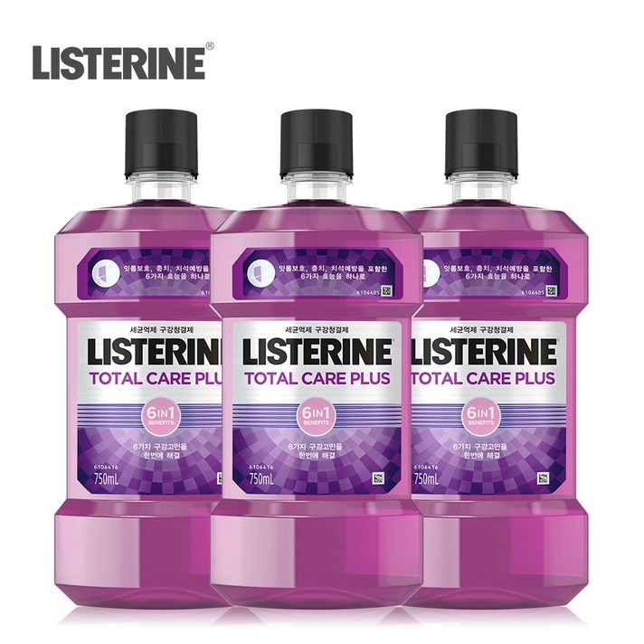 리스테린 토탈케어 플러스 구강청결제, 750ml, 3개