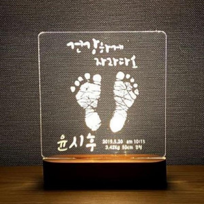 느루아리 신생아 아기발도장 무드등 수유등 탄생액자 발도장 아기발도장 아기손발조형물 아기발도장액자, 스타일2, 폰트3