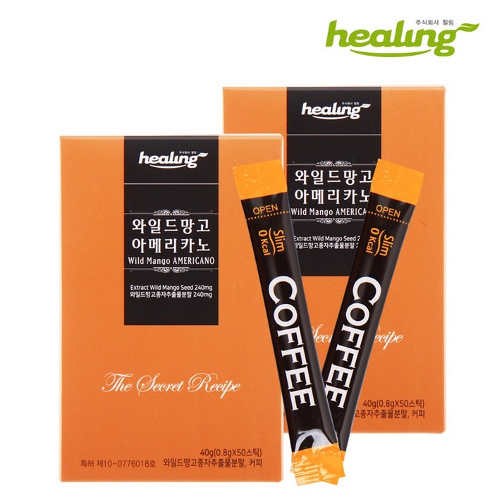 힐링 와일드망고 아메리카노 50스틱 x2통, 단품, 단품