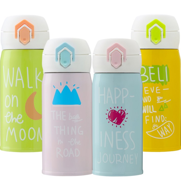 1+1 원터치 미니 보온병 보온물병 텀블러 350ml, 01 (퍼플+퍼플)