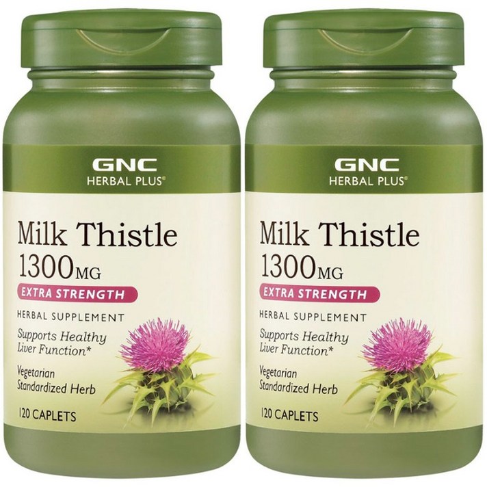 GNC 밀크 씨슬 1300mg 엑스트라 스트렝스 캐플렛, 120정, 2개