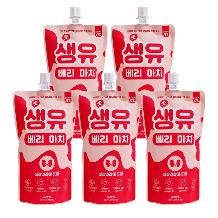 마이베프 무항생제 펫밀크 생유베리마치 신장건강 200ml, 크랜베리맛, 5개