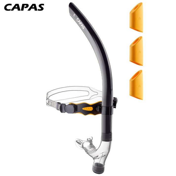 CAPAS 카파스 수영 센터스노클 강습용 360스위블 3단계 호흡강화훈련, Black Orange