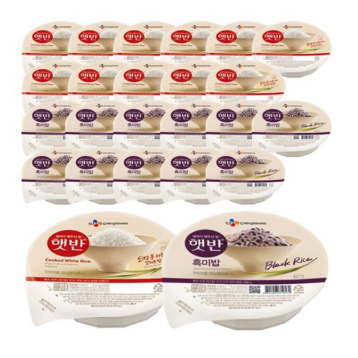 CJ 백미 210g x 12p + 흑미 210g x 12p, 백미 12개 + 흑미 12개, 1세트