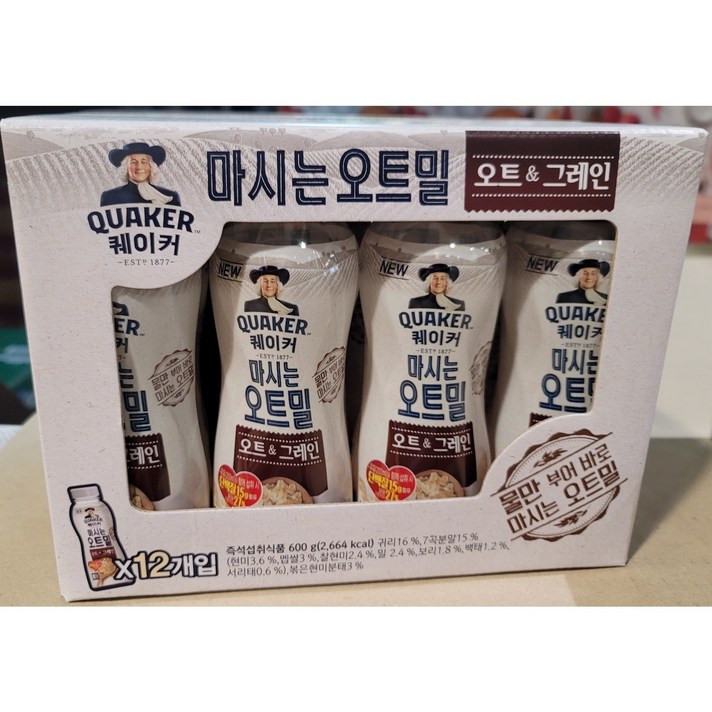 퀘이커 마시는 오트밀 오트&그레인, 50g, 24개