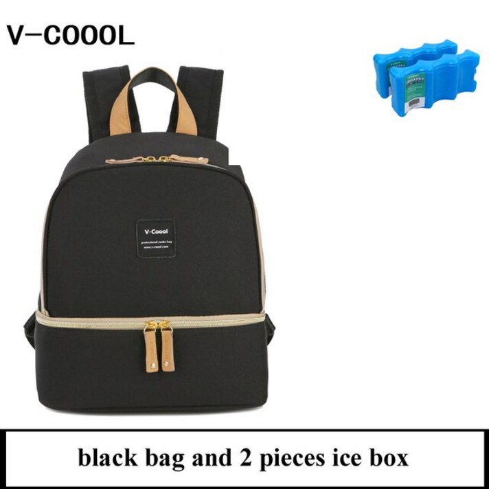 V-COOOL 아기 보온병 가방 출산 수유 우유 신선한 유지 저장 수유 쿨러 기저귀 가방 열 배낭, black and ice box