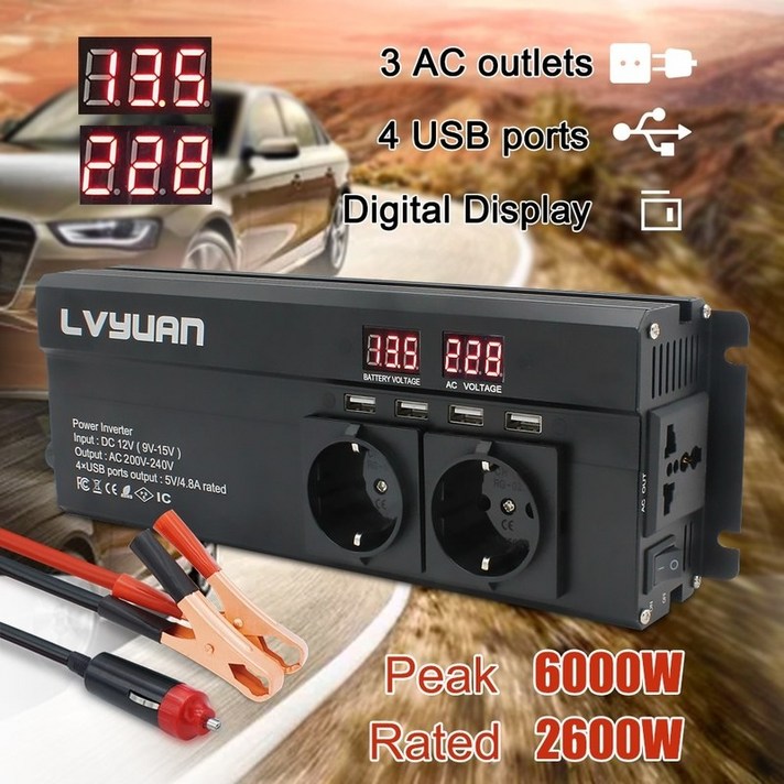 주행충전기 자동차 인버터 6000w 피크 dc12v24v to230v eu 배터리충전기, 24v 230v 6000w 50hz, 협력사